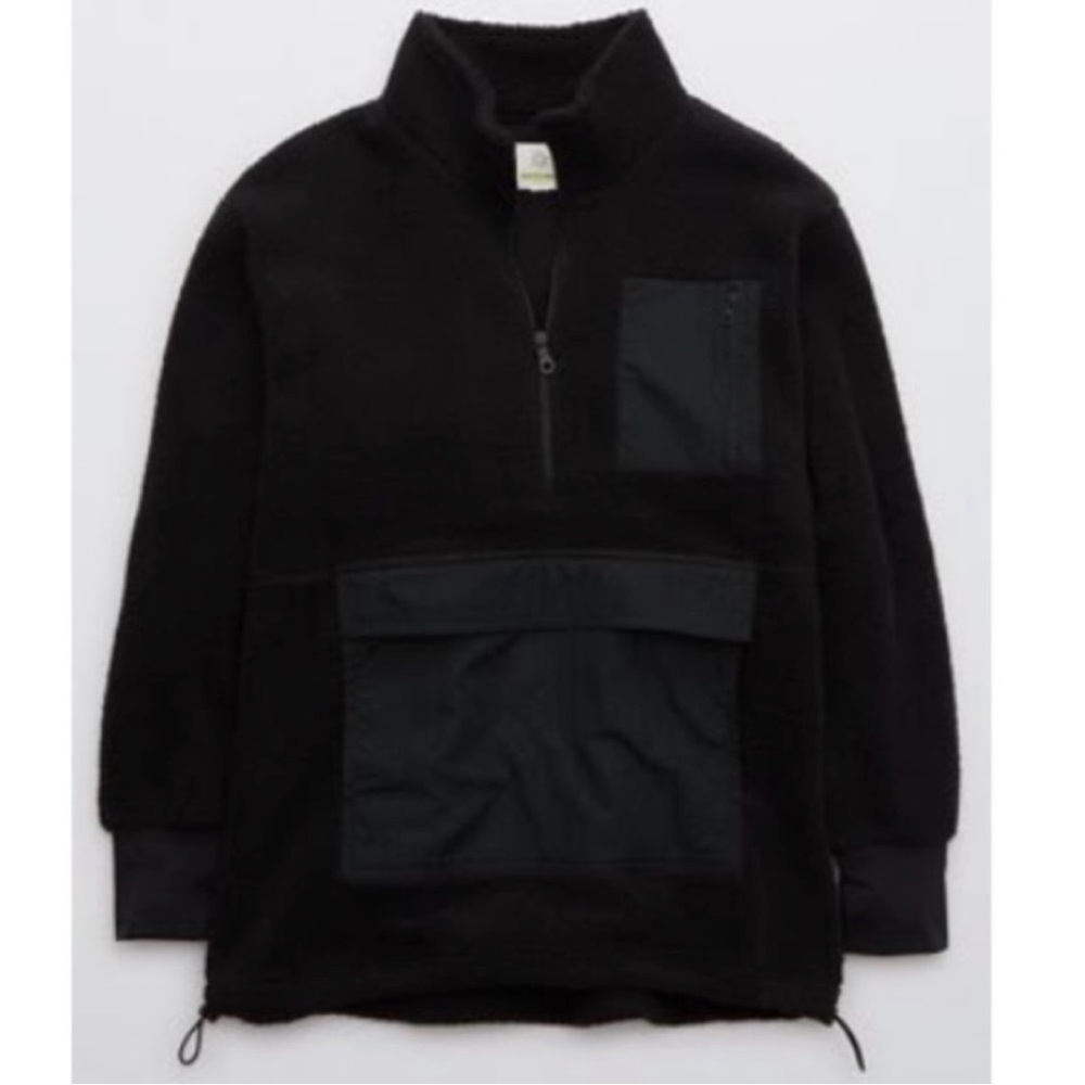 Aerie Sherpa Nylon Quarter Zip Pullover XS Oversized